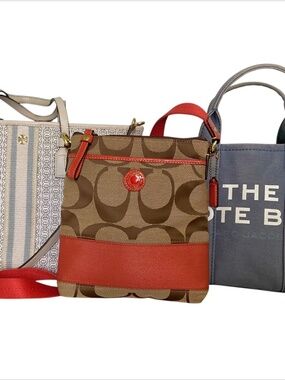 Coach Crossbody + Tory Burch Ivory Gemini Link + Marc Jacobs The Tote Bag Bundle